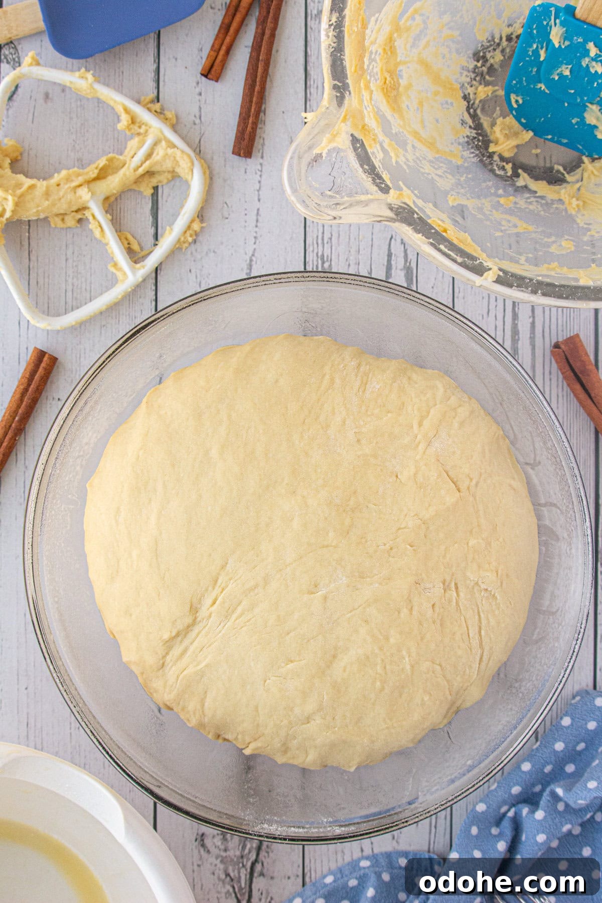 Giant Texas-Style Cinnamon Rolls: Soft, Gooey, Oversized Treat 7 Risen dough.