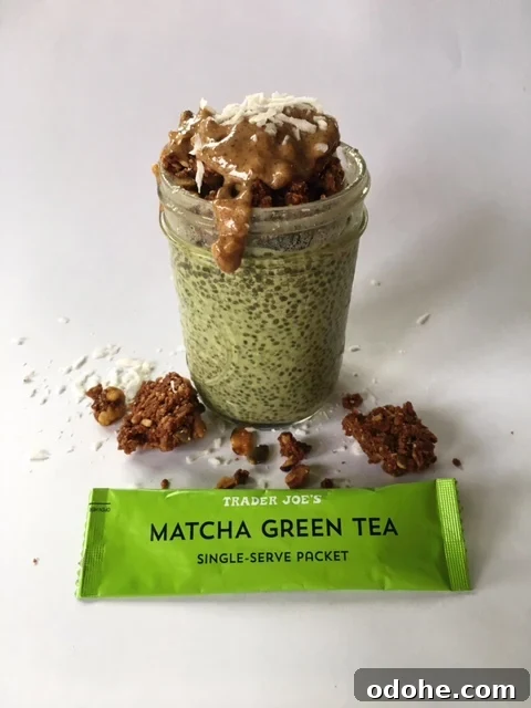 Creamy Overnight Matcha Chia Pudding Recipe 2 Matcha chia pudding in a jar