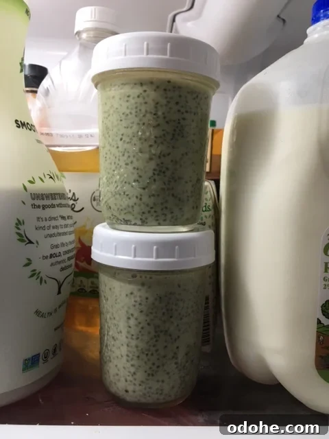 Creamy Overnight Matcha Chia Pudding Recipe 3 Close up of matcha chia pudding