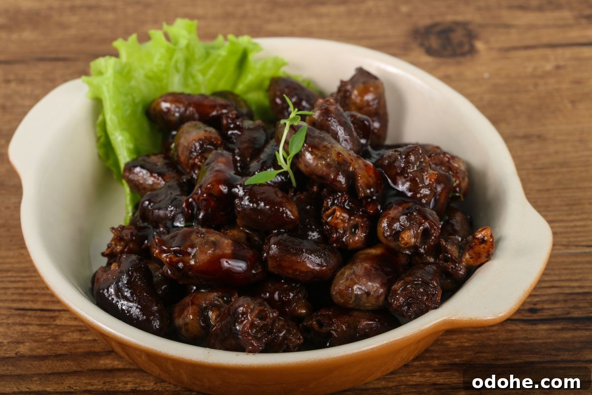 chicken hearts cooked in brown butter