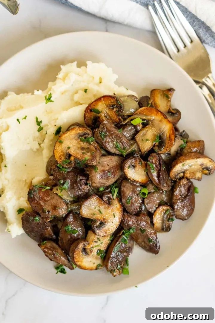 chicken hearts with mushroom and onions