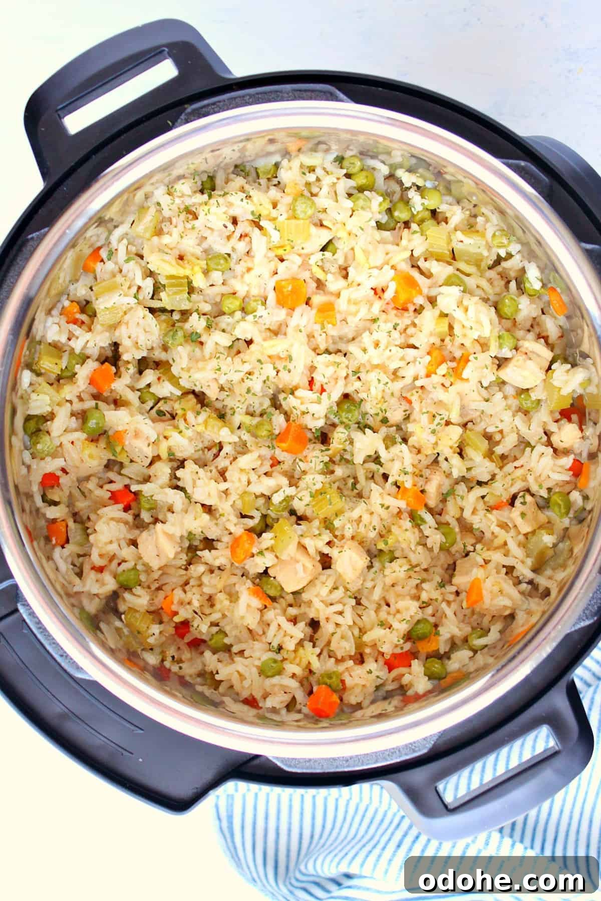 Chicken and rice in the Instant Pot.