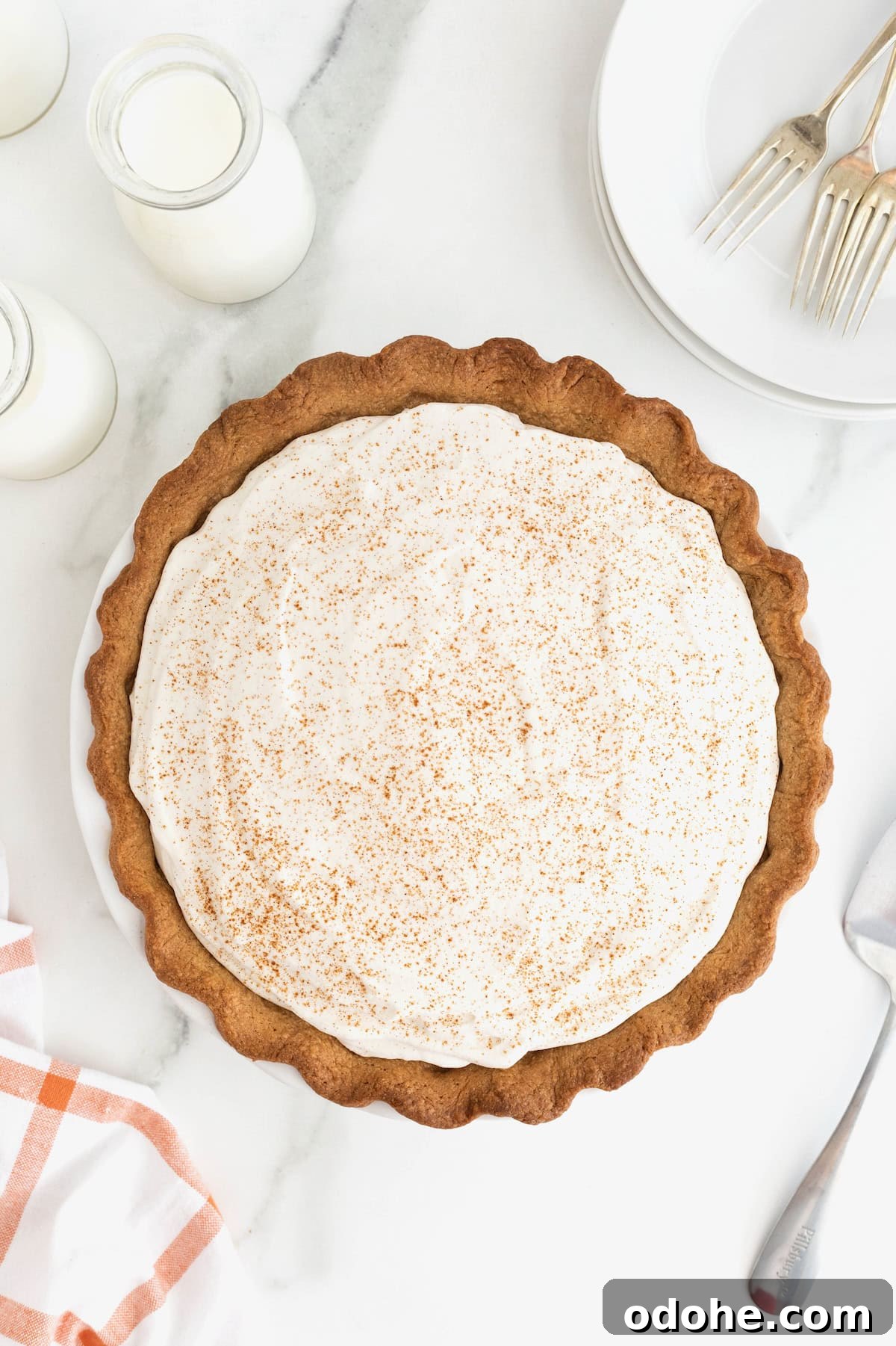 Creamy Pumpkin Pie Recipe: Classic Autumn Dessert Guide 13 A finished pumpkin cream pie sprinkled with pumpkin pie spice.