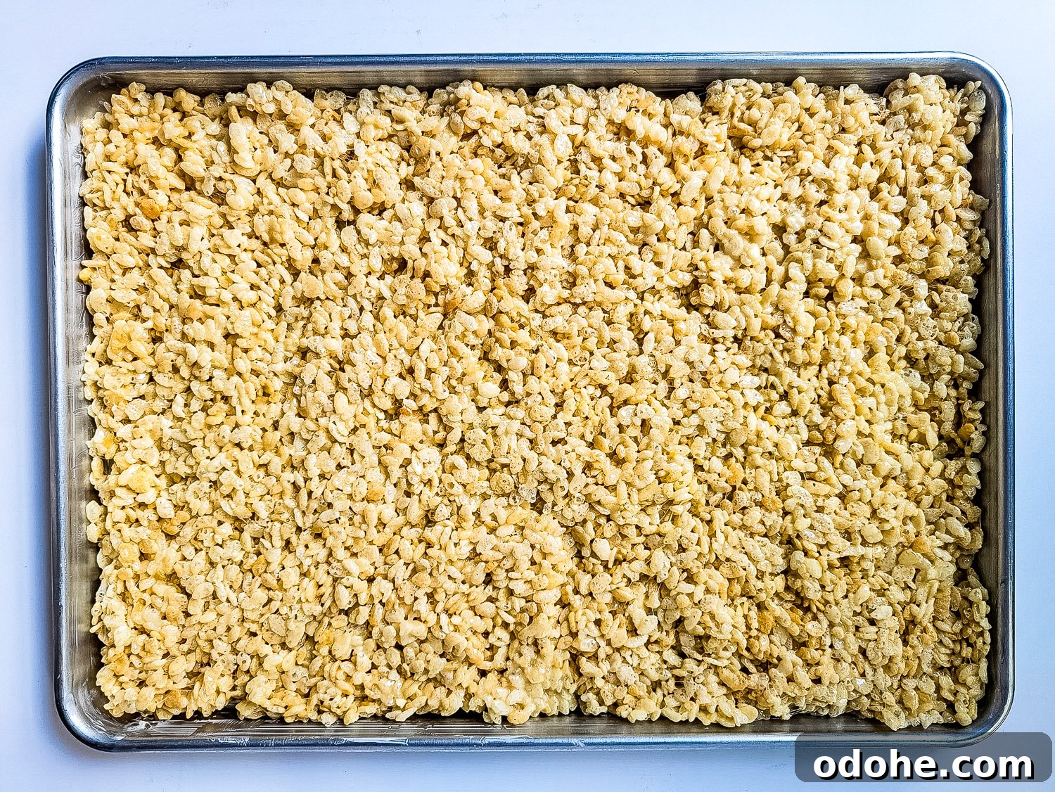 sheet pan with rice Krispy cereal