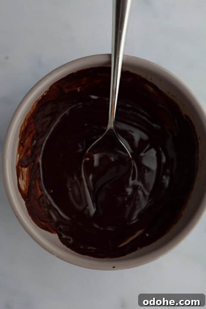 chocolate ganache in a grey bowl