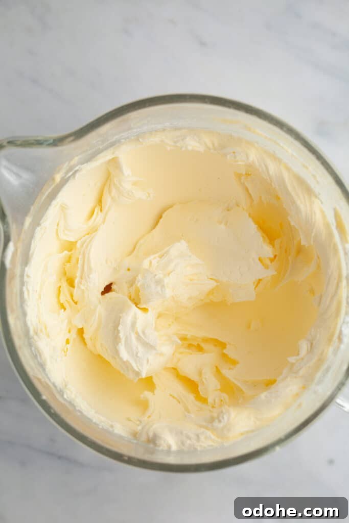 creamed butter and sugar in a glass bowl