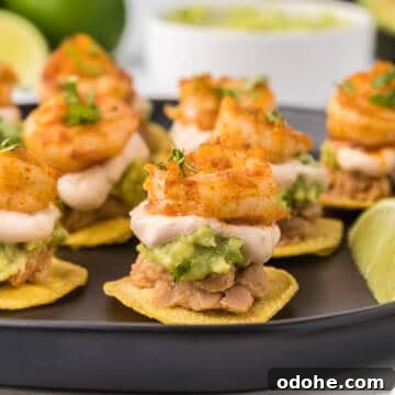 Easy mexican tostadas appetizer with shrimp.