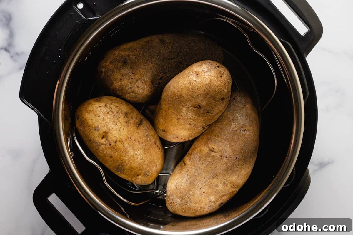 Russet potatoes in an instant pot
