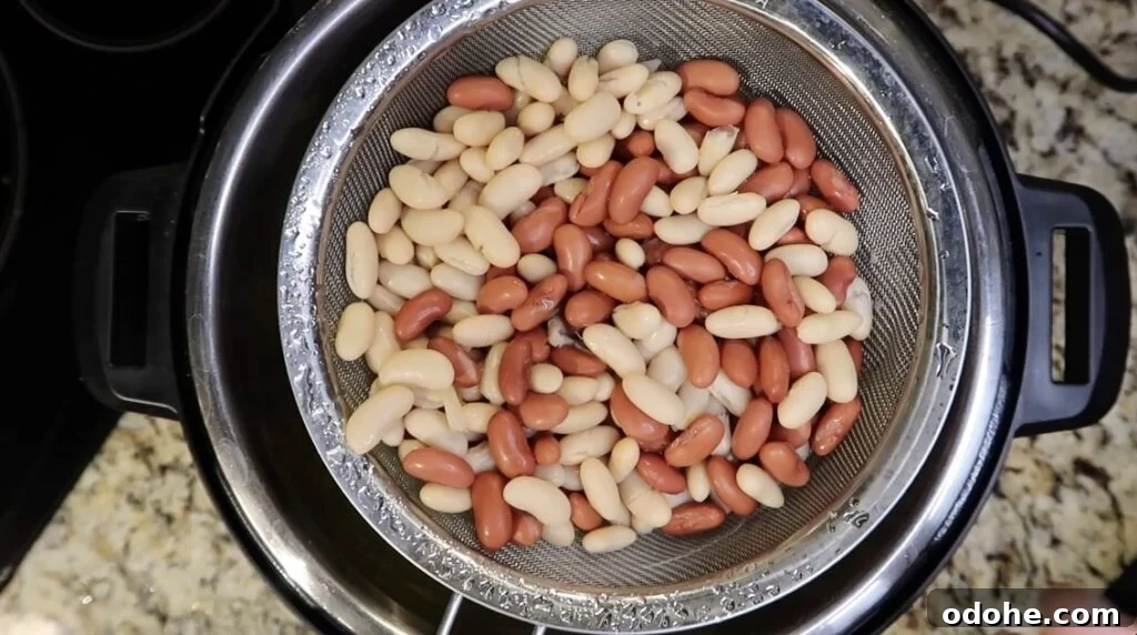 Adding beans to pot