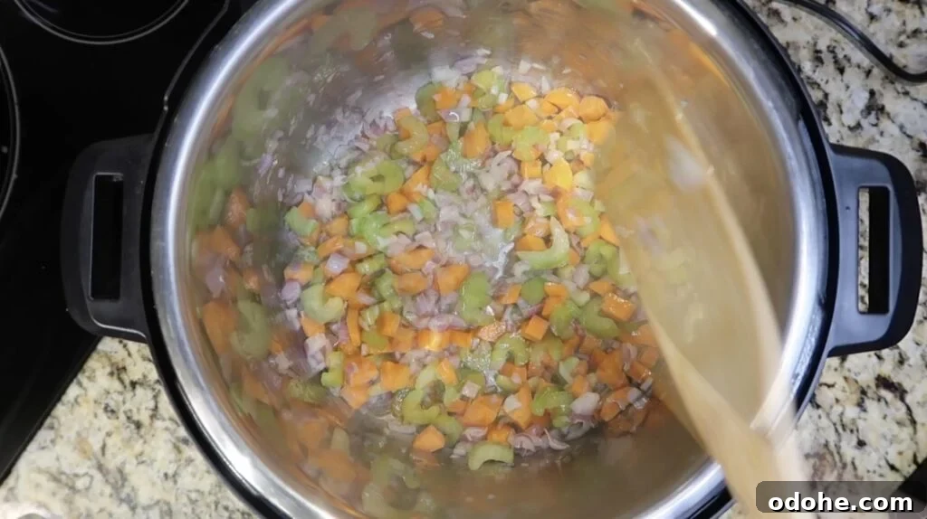 Sautéing mirepoix