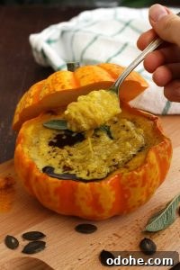 Pumpkin-Millet Soup Served in Roasted Pumpkin Bowls 4 Easy Pumpkin Soup with Millet in Pumpkin Bowls - Delicious Spoon