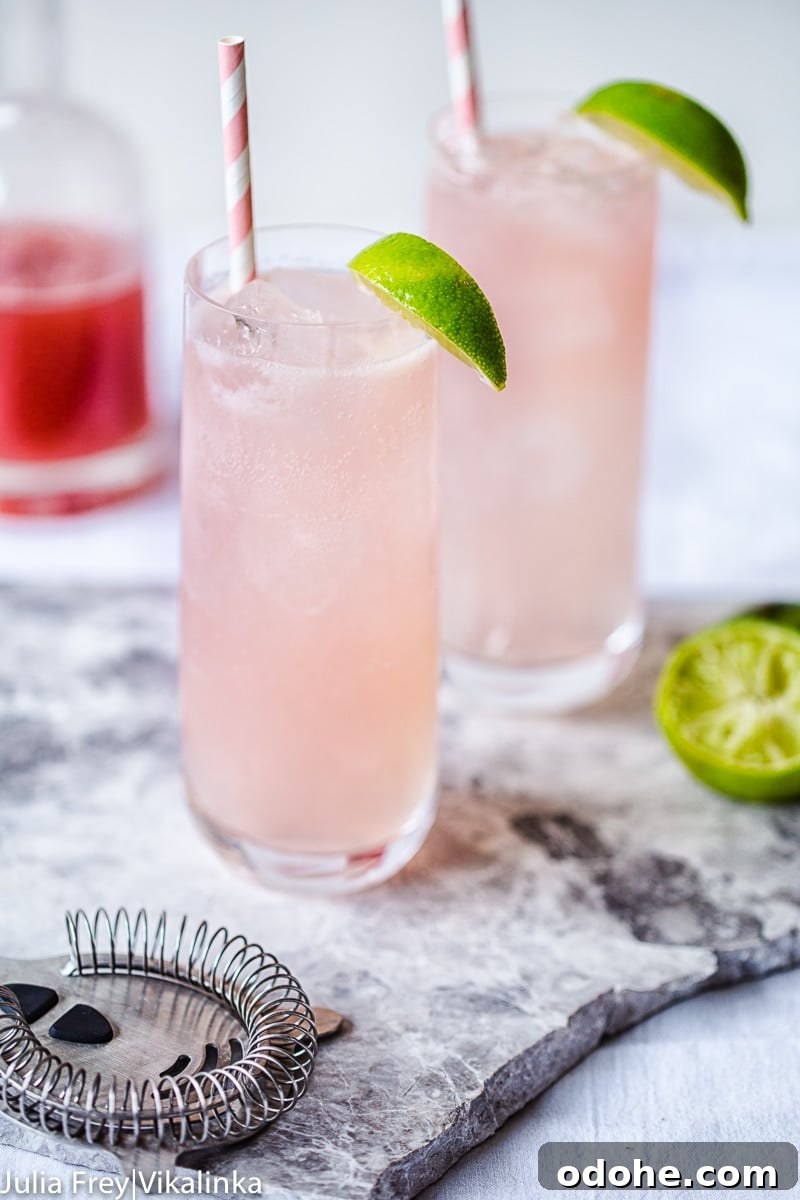 Rhubarb Moscow Mule in two glasses on a table