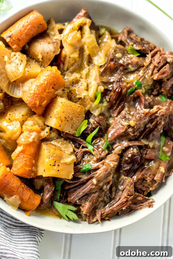 40 Whole30 Instant Pot Meals for Quick, Real-Food Dinner Ideas 7 This classic Whole30 instant pot pot roast recipe is just the way my Nana makes it. Except of course in the instant pot, and totally Whole30 and Paleo! It's got that gravy we all know and love, hearty veggies and with a few buttons on your instant pot, you've got an easy Whole30 dinner! It also makes a great meal prep recipe being it makes enough to feed an army! #whole30recipes #whole30instantpot #whole30potroast #instantpotpotroast
