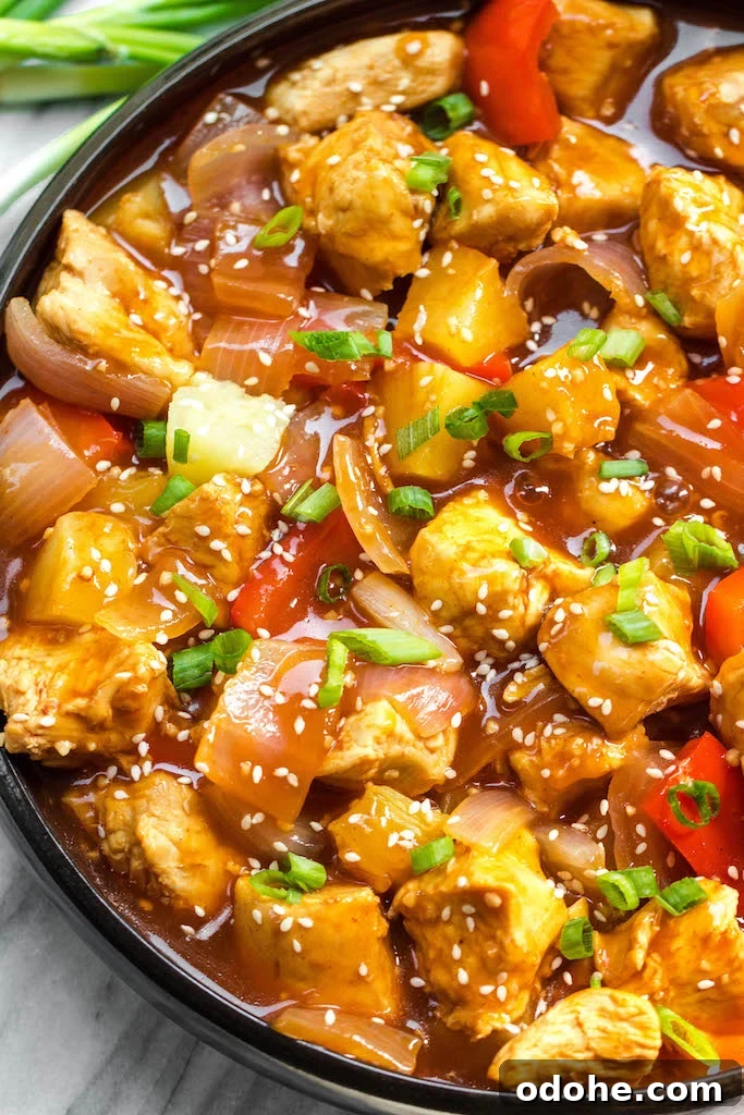 40 Whole30 Instant Pot Meals for Quick, Real-Food Dinner Ideas 9 Whole30 instant pot sweet and sour chicken is so easy and so quick to make. It's completely Paleo, sugar free, gluten free, and made in less 30 minutes. The simplicity of this recipe makes it perfect for a weeknight meal that's family friendly, or for Whole30 meal prep. #whole30instantpot #instantpotsweetandsour #sweetandsourchicken #whole30chicken #paleoinstantpot