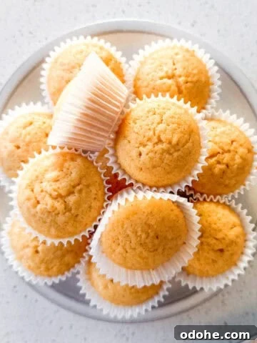 Mini honey muffins stacked on a plate.