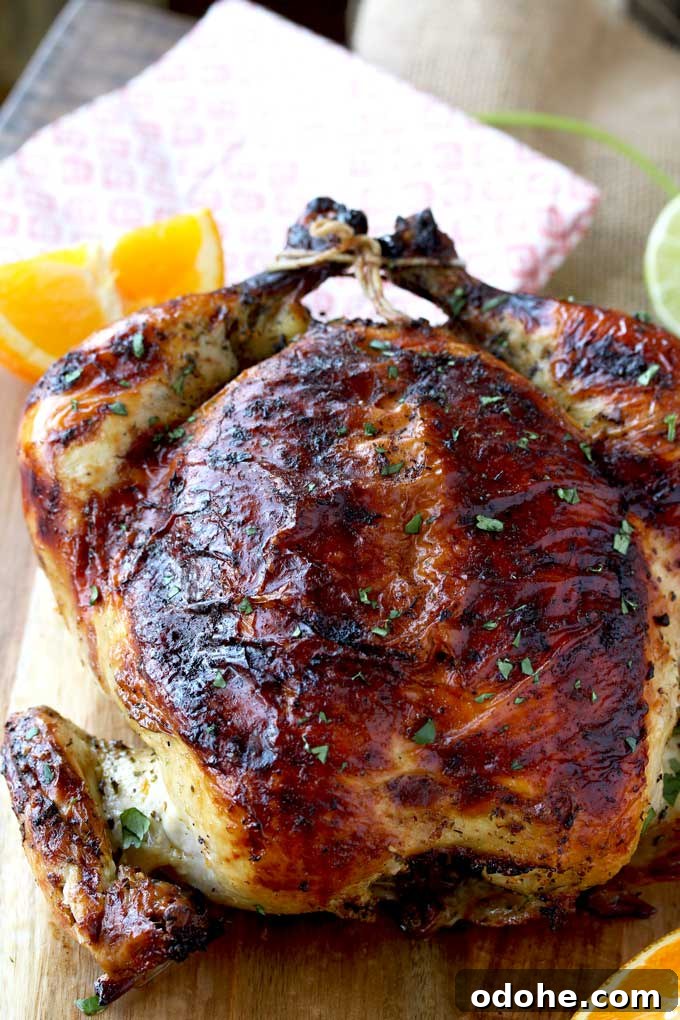 A whole oven roasted Cuban Mojo Chicken.