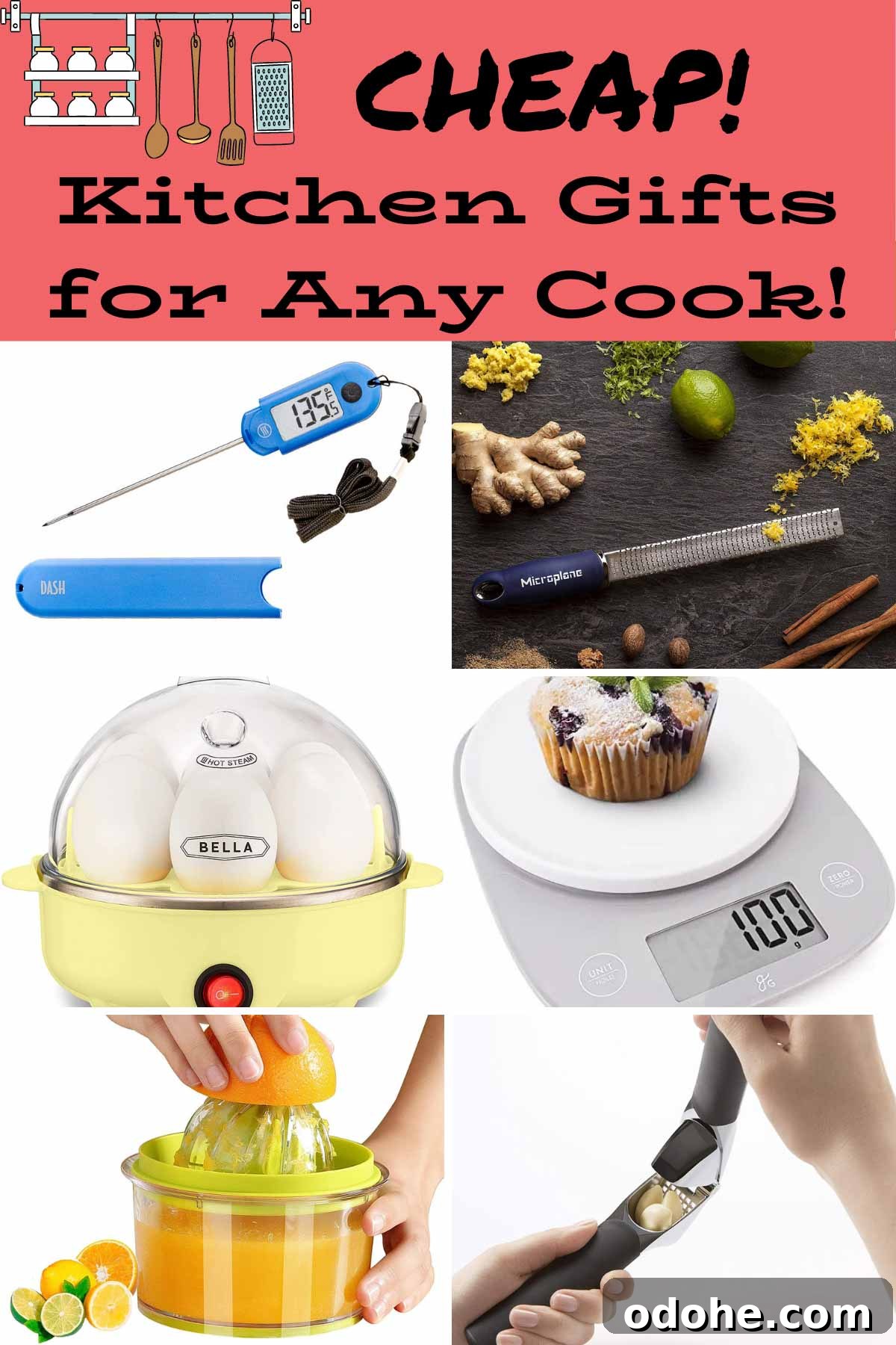 Affordable Kitchen Gift Ideas for Cooks: 45+ Picks for Any Budget 2 collage of cheap kitchen gifts