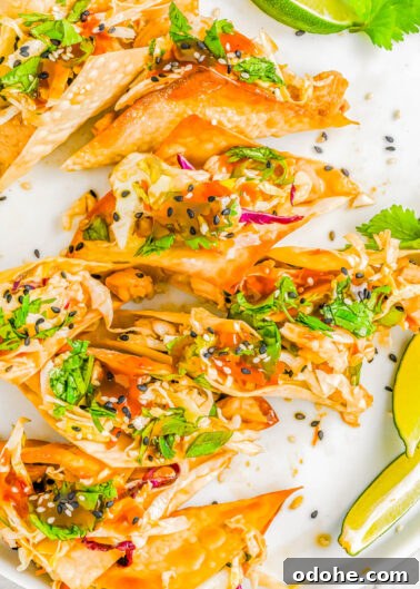 Copycat Applebee's Chicken Wonton Tacos — Crispy, crunchy wonton wrappers filled with teriyaki chicken and sesame ginger coleslaw.
