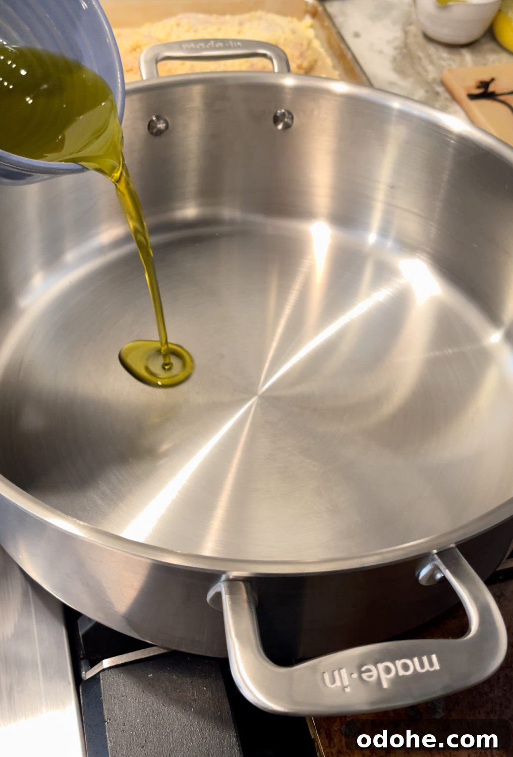 oil going into pan