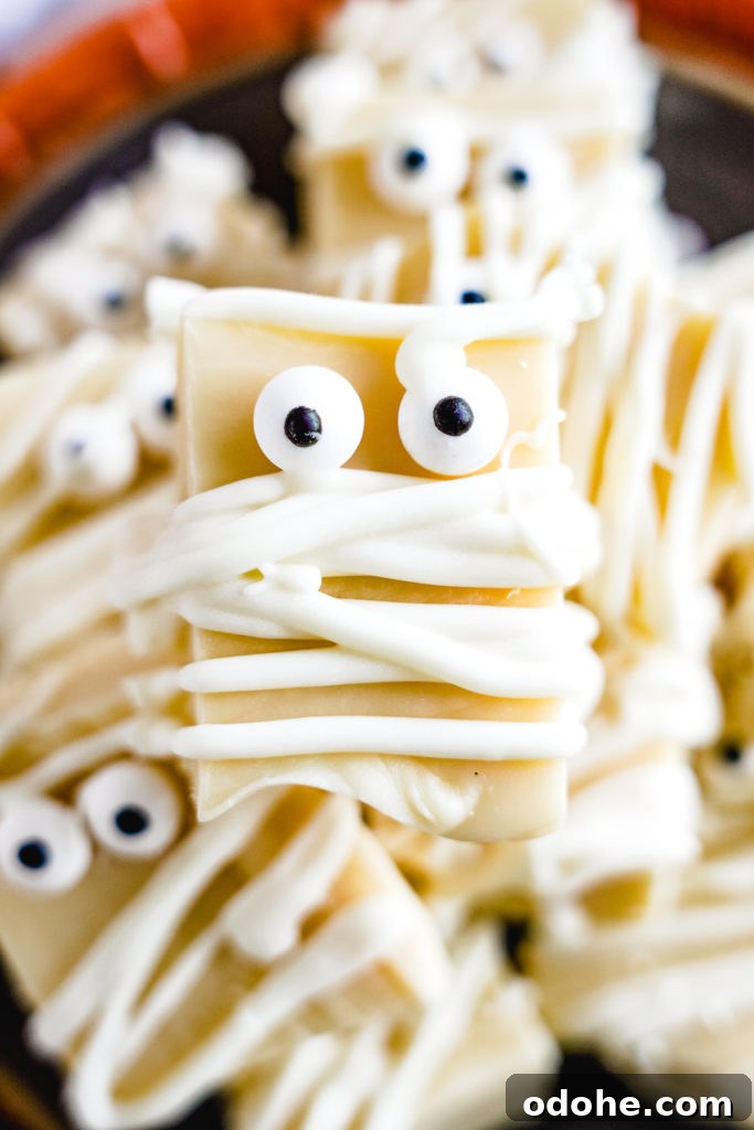 Spooky Halloween Fudge Recipes for Party Treats 2 Batch of fudge made to look like mummies.