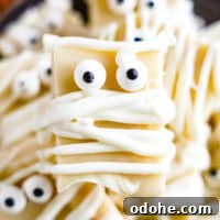 Close up view of a piece of "mummy" fudge.
