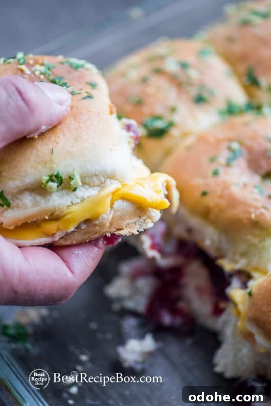 Thanksgiving Leftover Recipe Pull Apart Turkey Sliders | @bestrecipebox Thanksgiving Leftover Recipe Pull Apart Turkey Sliders on a glass casserole
