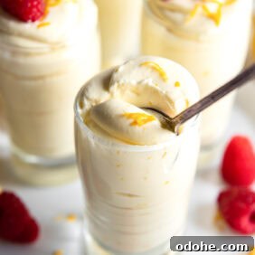 Homemade Lemon Mousse Recipe: Light, Zesty, from Scratch 12 Glass with lemon mousse with a spoon inside.