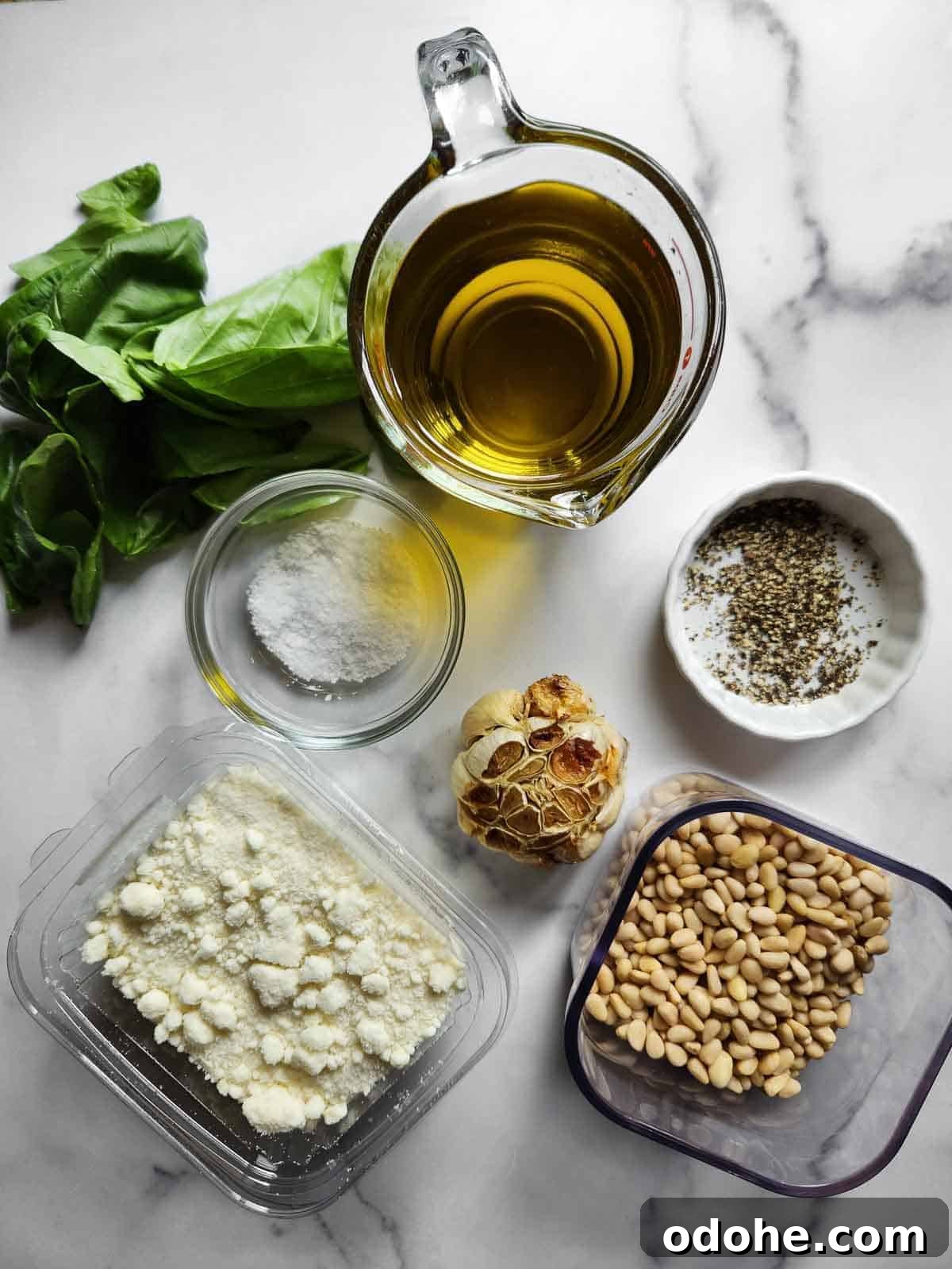 Roasted Garlic Pesto Sauce Recipe for Rich, Creamy Flavor 3 Ingredients for roasted garlic pesto sauce.