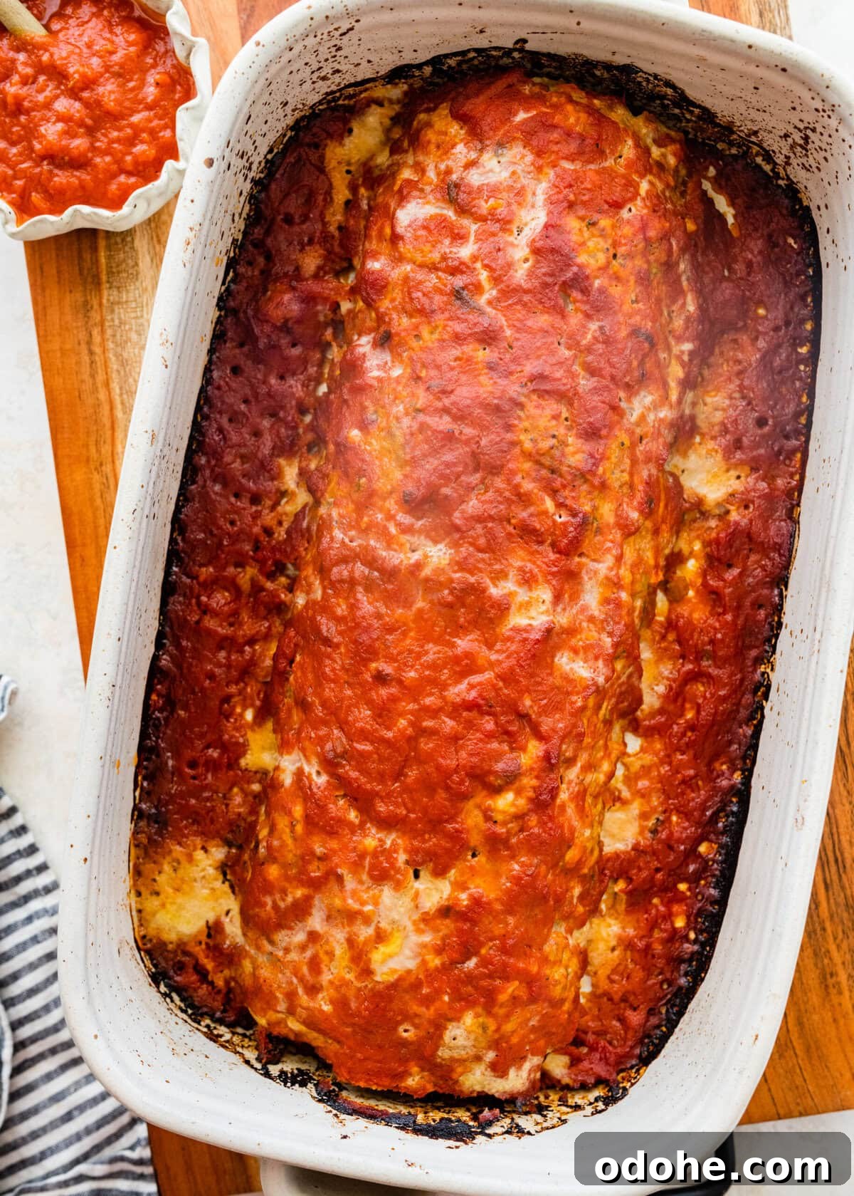 Italian meatloaf after it is baked.