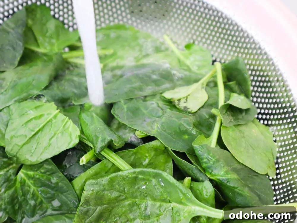 wash spinach