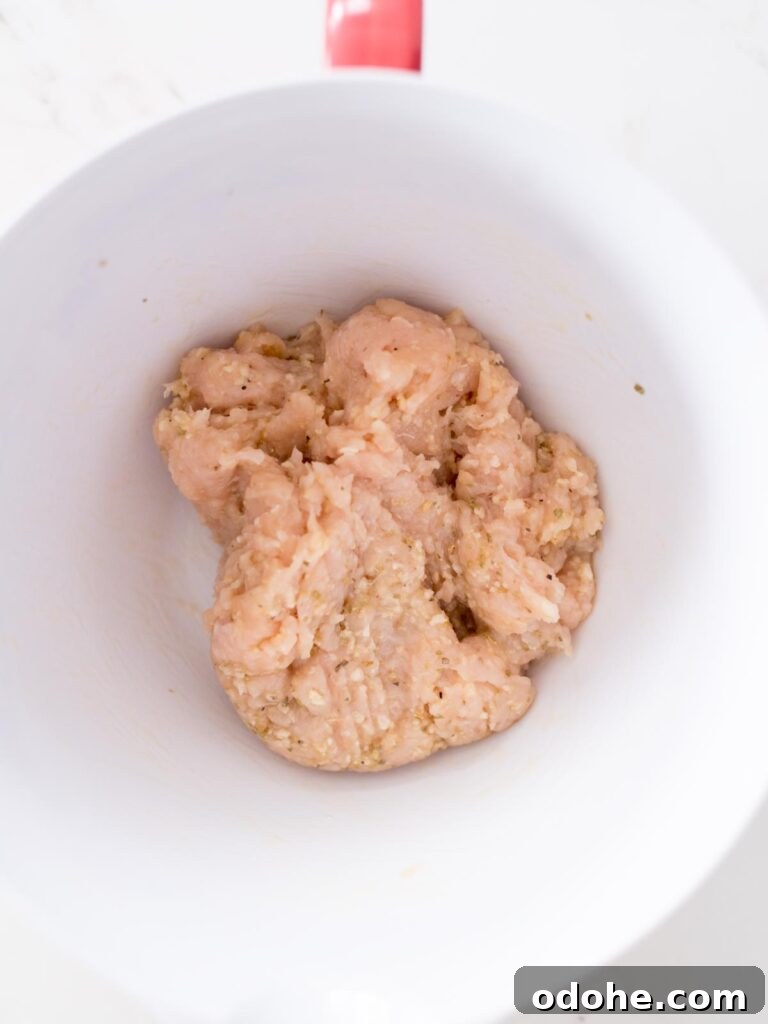 Sticky-Sauce Chicken Meatballs with Sweet Glaze 9 chicken meatball mixture in a bowl
