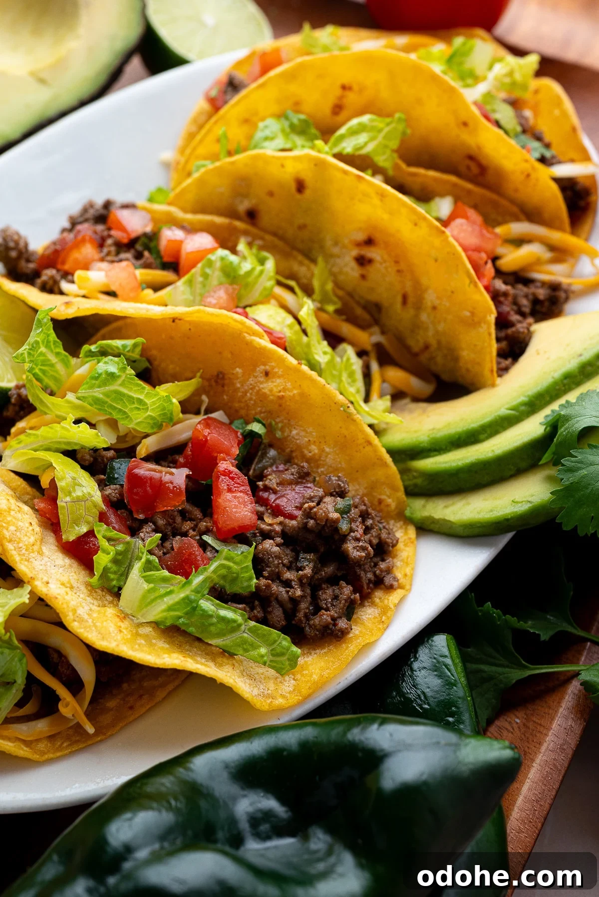 Flavorful Ground Beef Taco Meat Recipe for Authentic Tacos 5 taco Tuesday taco platter with avocado and poblano