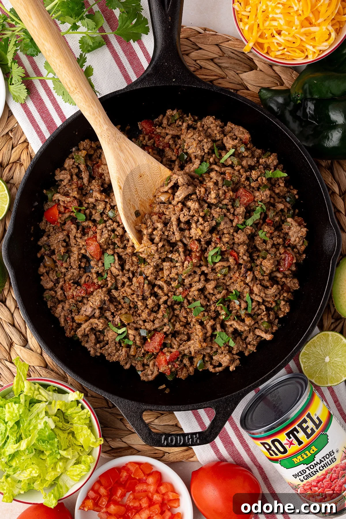 Flavorful Ground Beef Taco Meat Recipe for Authentic Tacos 9 cast iron skillet of ground beef taco meat