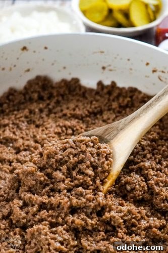 Juicy Midwestern Loose Meat Sandwich Recipe for Classic Burgers 10 A spoonful of ground beef filling for the loose meat sandwiches