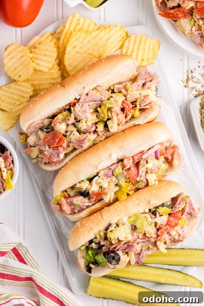 Crispy Chopped Italian Sandwich + Fix for Soggy Buns 2 easy Chopped Italian Sandwich on hoagie rolls