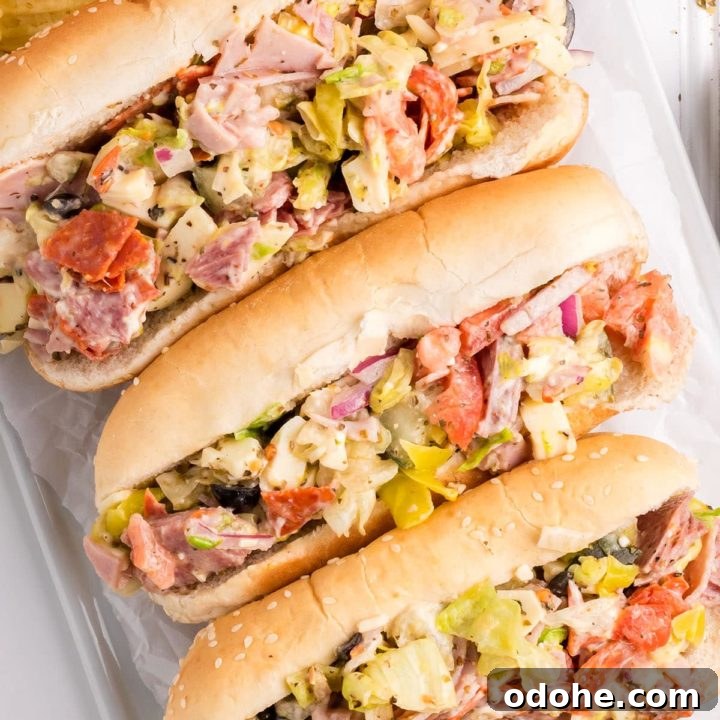 Chopped Italian sub Sandwich on a hoagie bun