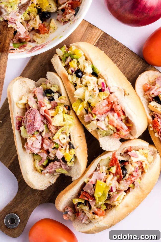 Crispy Chopped Italian Sandwich + Fix for Soggy Buns 9 Chopped Italian Sub Sandwiches