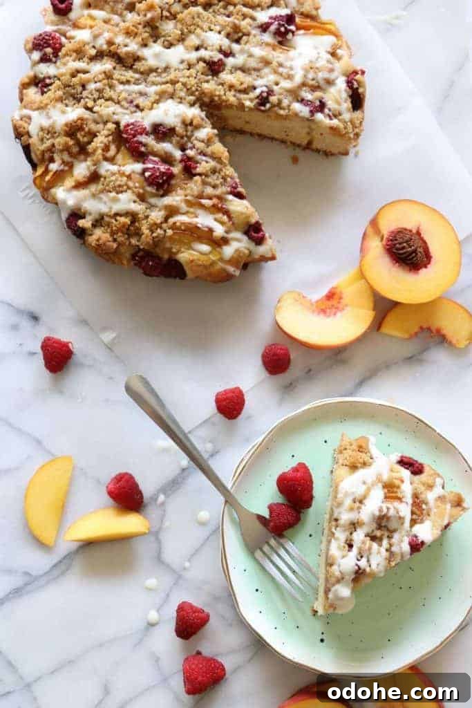 Peach Raspberry Crumb Cake