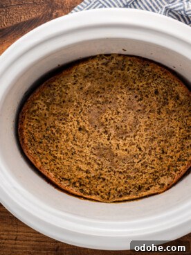 zucchini bread in a slow cooker, done cooking.