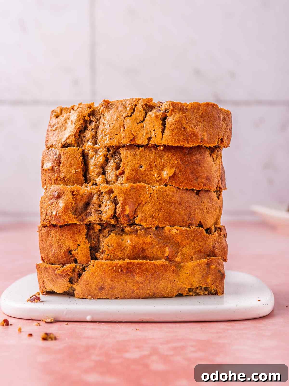 A stack of high protein bread.
