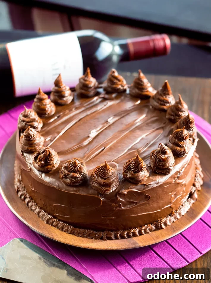Frosted Chocolate Layer Cake With Wine
