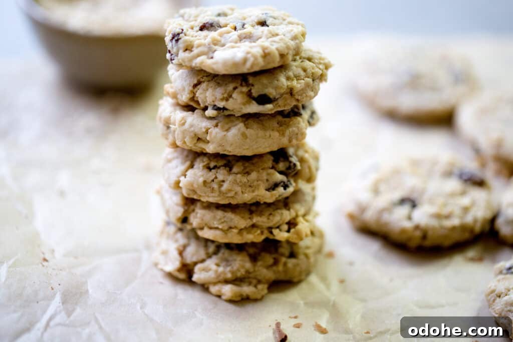 Classic Old-Fashioned Oatmeal Cookies Recipe 3 stack of classic oatmeal cookies