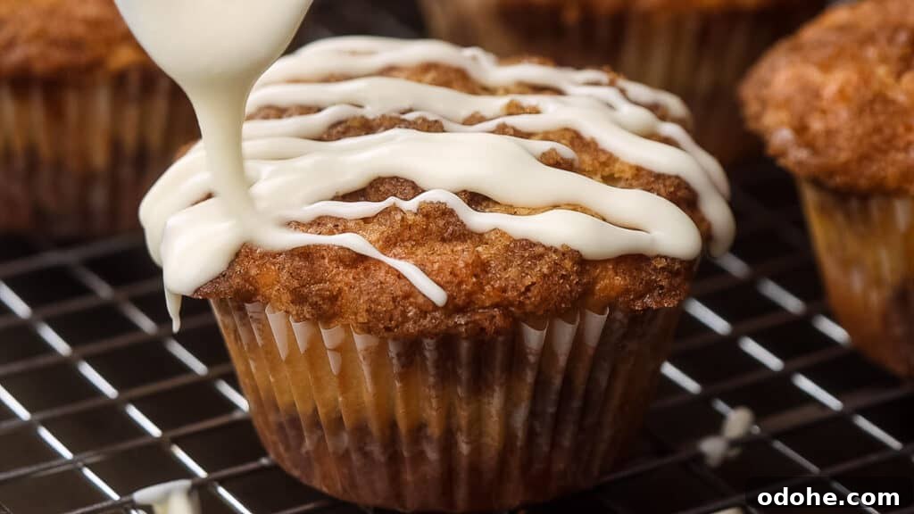Glazed cinnamon roll muffins