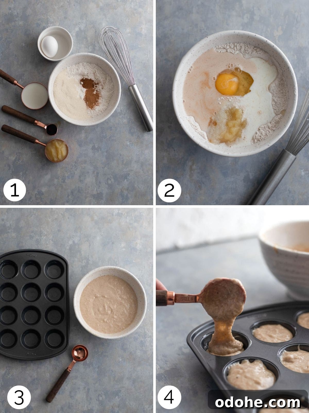 Step by step photos of making baked donut holes.