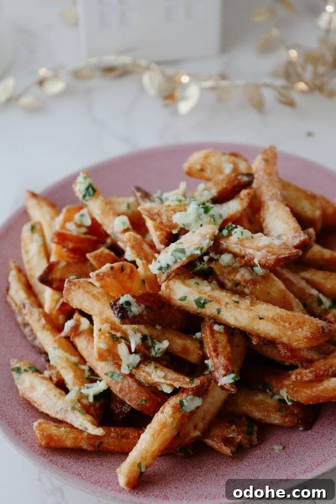 Truffle french fries on a plate