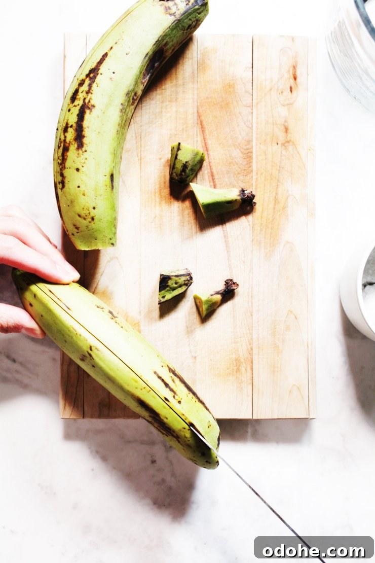 How to Cut and Peel a Green Plantain