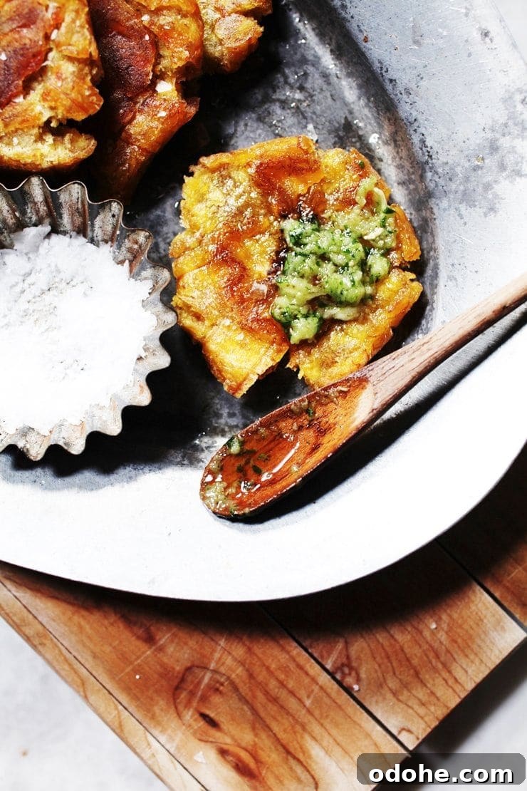 Authentic Dominican Tostones and Cilantro-Garlic Ajillo