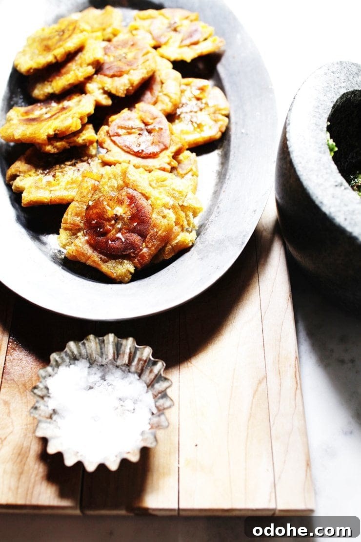 Freshly Fried Tostones (Twice-Fried Green Plantains) With Maldon Sea Salt