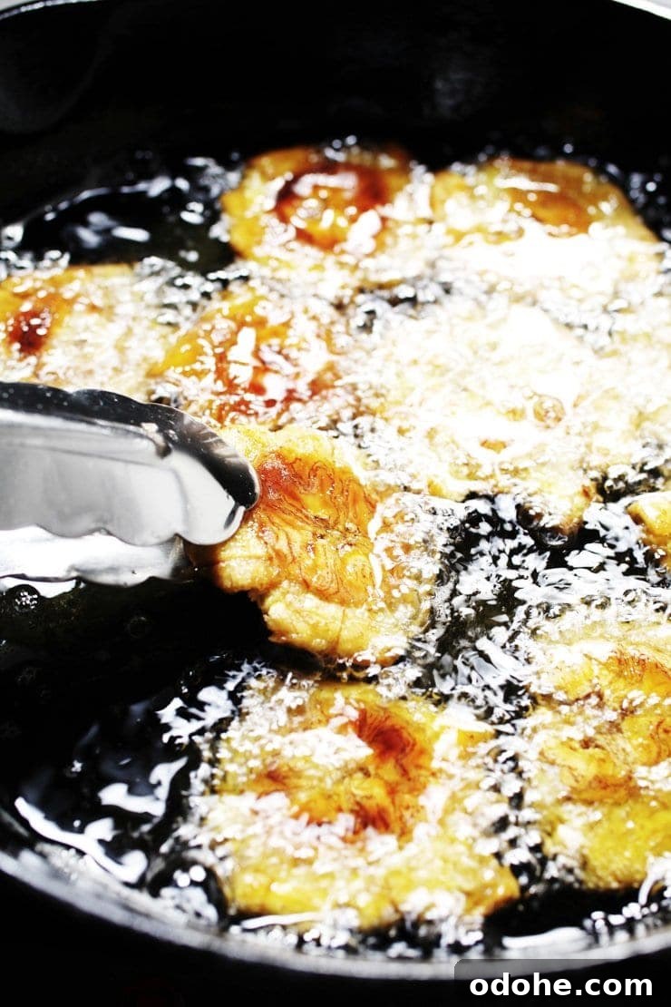 Second Fry For Tostones (Twice-Fried Plantains)
