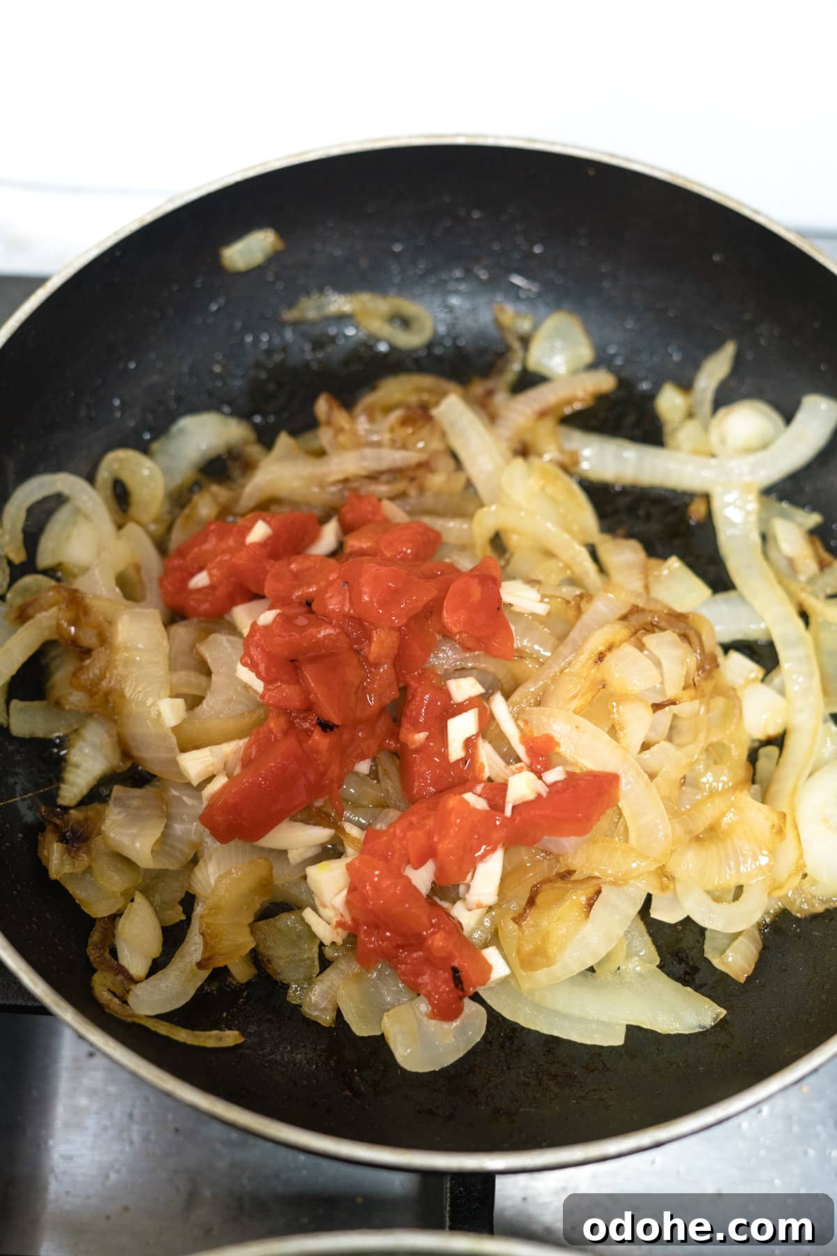 Brie and Caramelized Onion Mini Crustless Quiches: Savory Bites for Brunch 5 sauteed onions with red pepper.